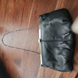 BAGGS black leather evening purse